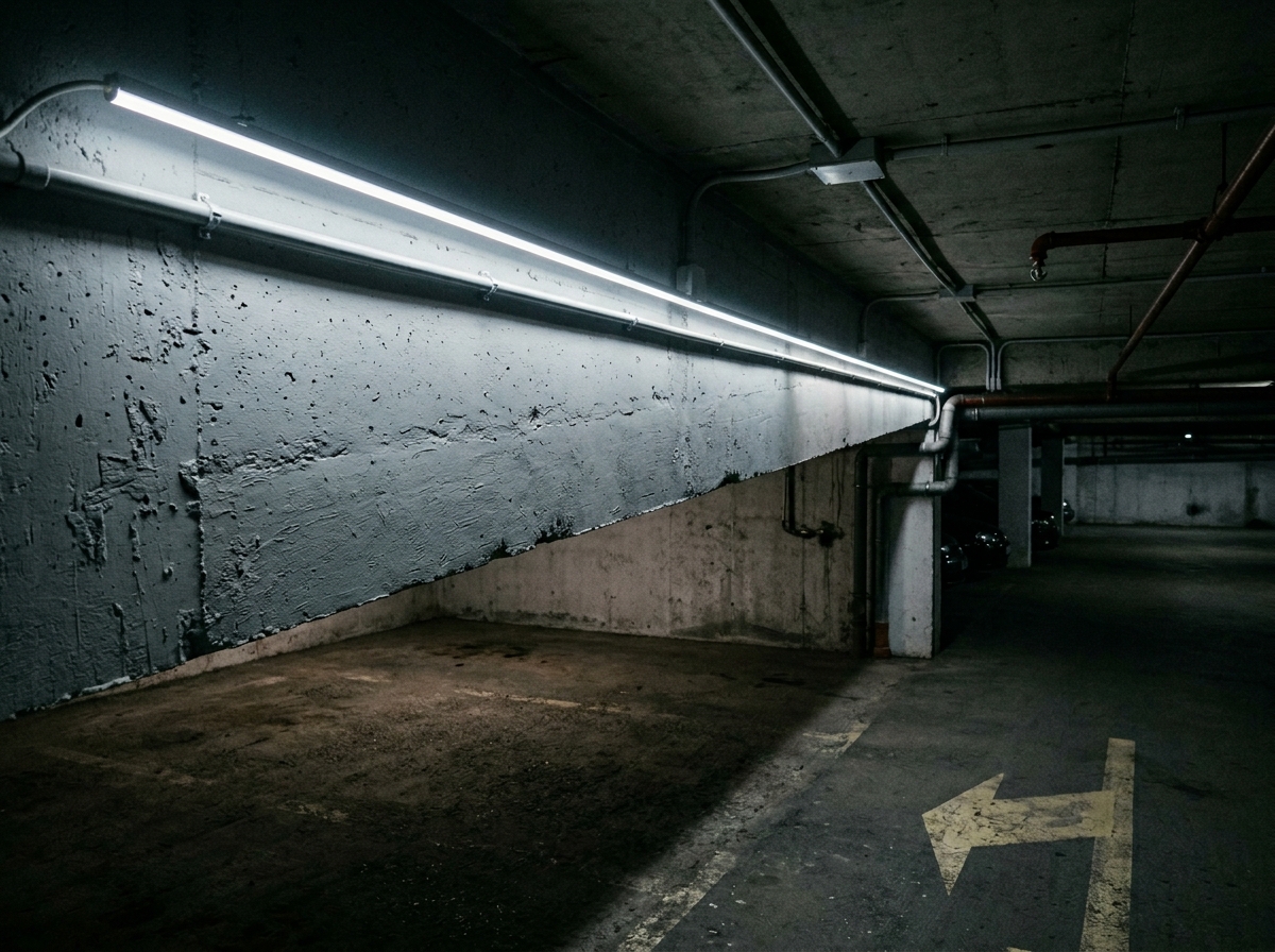 LED лента во подземна гаража